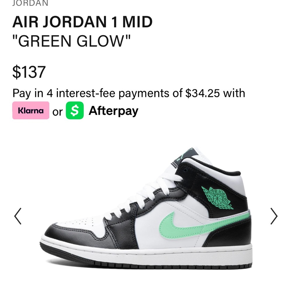 Jordan Air Jordan 1 Mid White, Black & Mint Green